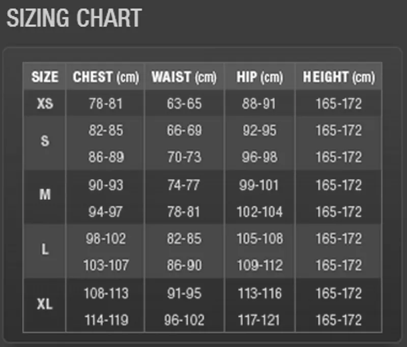 X-Bionic Size Guide